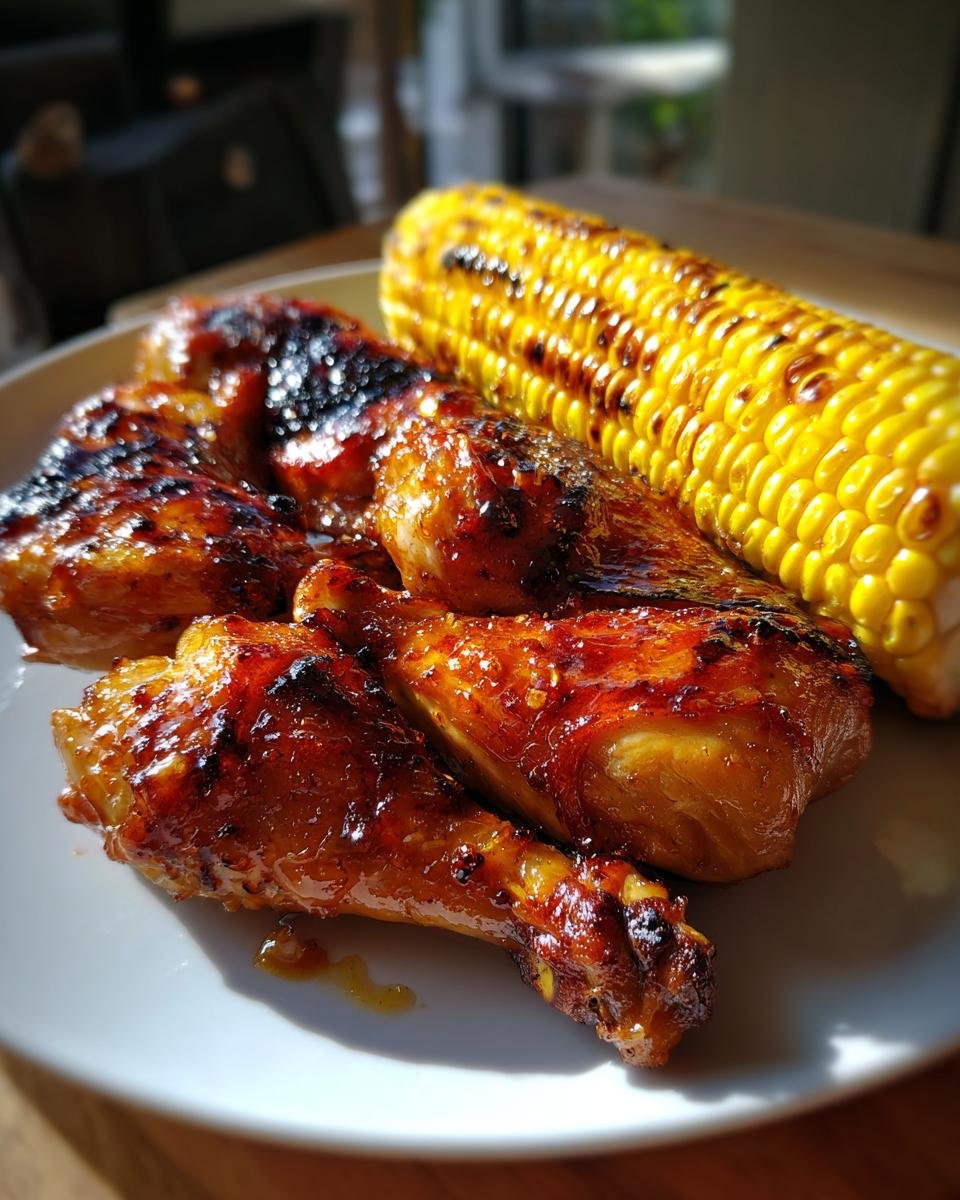 BBQ Chicken Legs with Honey-Mustard Glaze and Corn on the Cob - detail 1