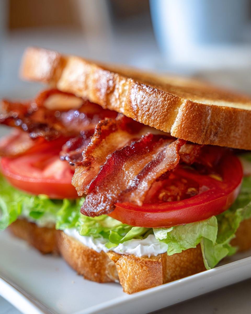 BLT Sandwich with Crispy Bacon and Ripe Tomatoes