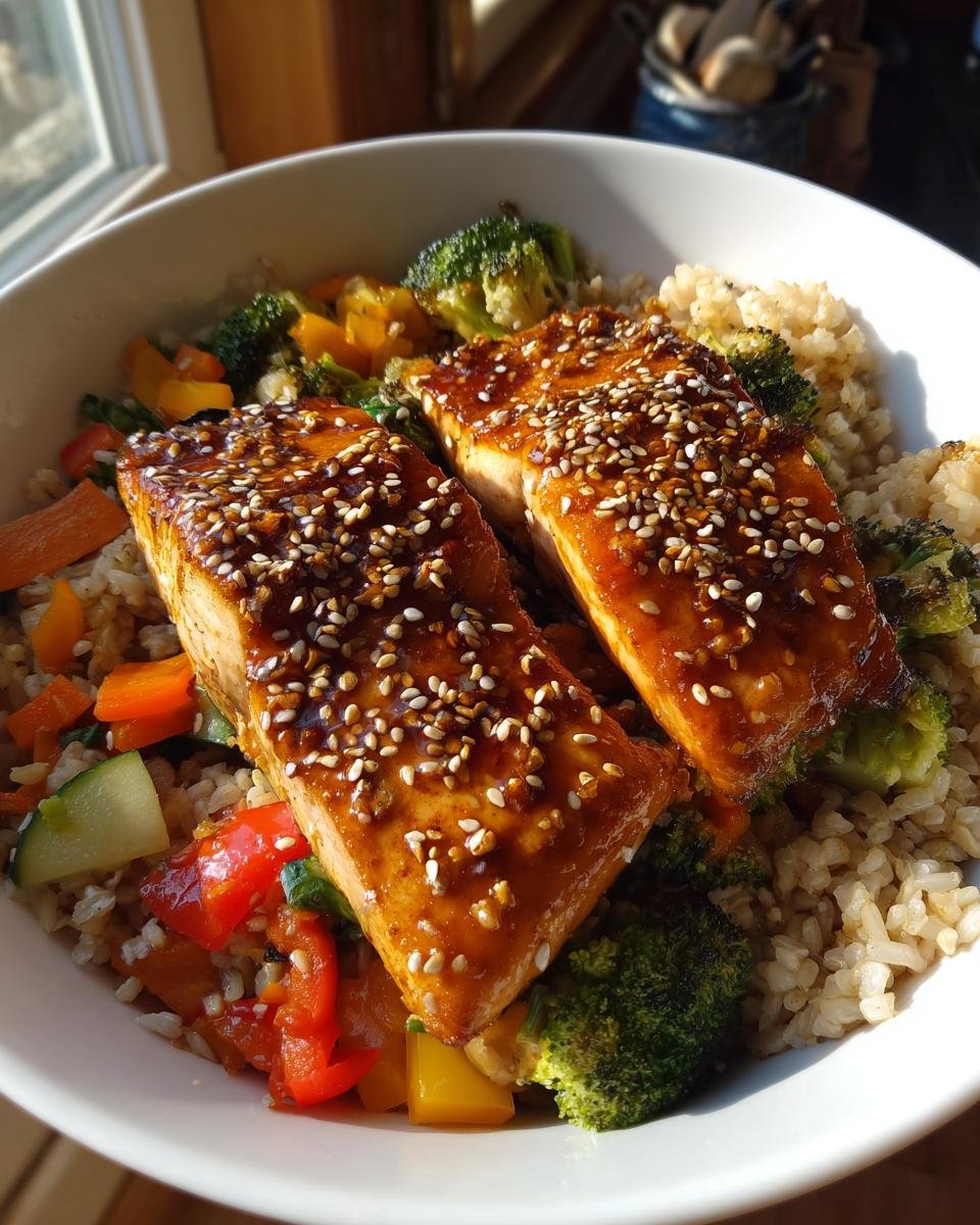 Honey-Garlic Glazed Salmon Bowls with Brown Rice - detail 1