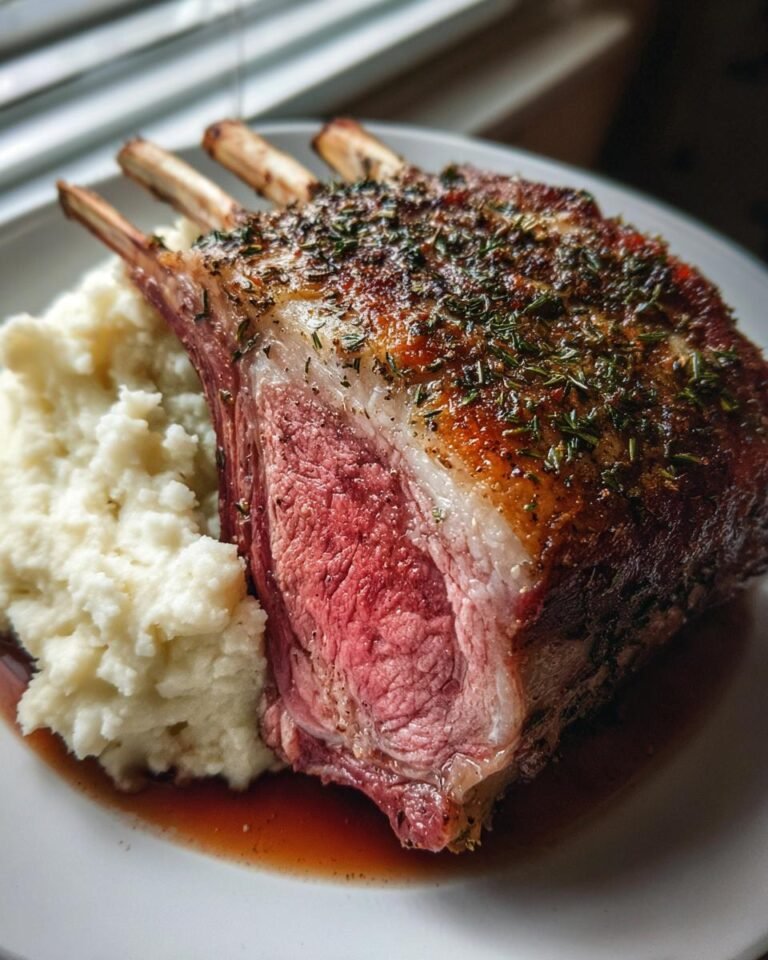 Lemon-Herb Roasted Rack of Lamb with Garlic Mashed Cauliflower