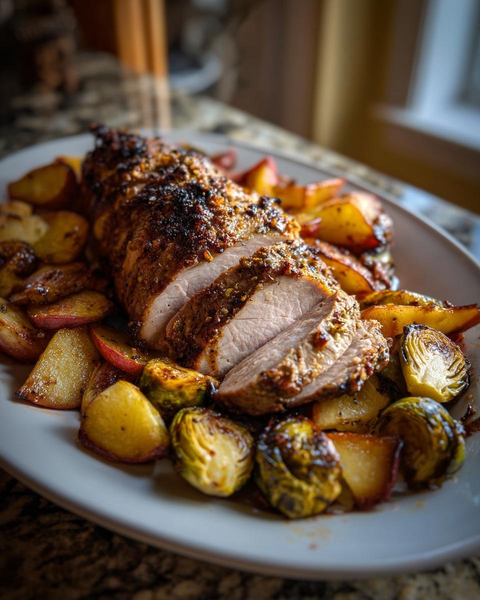 Pork Tenderloin with Roasted Apples & Brussels Sprouts