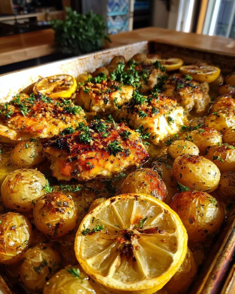 Sheet-Pan Lunch: Lemon Herb Chicken with Baby Potatoes