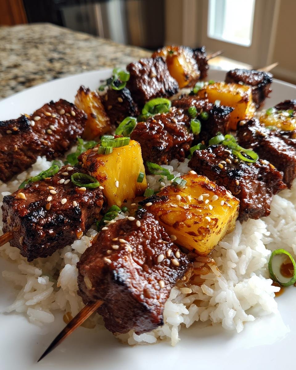 Teriyaki Beef and Pineapple Skewers with Jasmine Rice - detail 1
