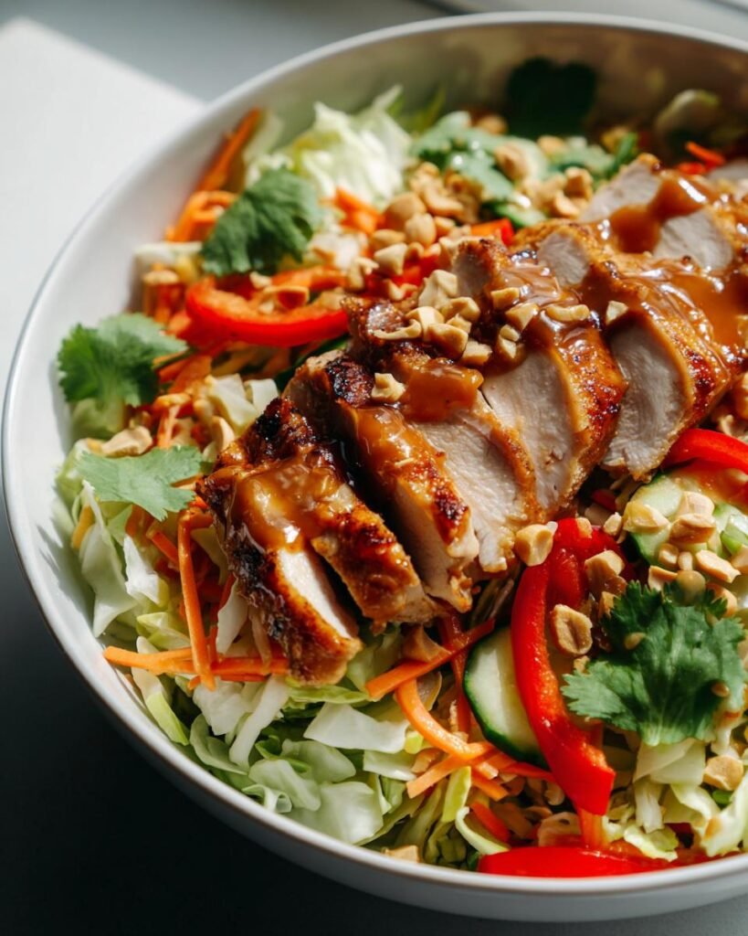 Thai Chicken Salad with Lime, Peanut Dressing & Crunch