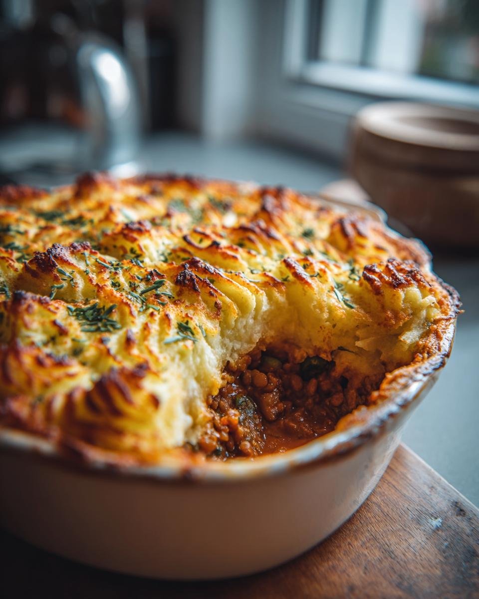 Vegan Lentil Shepherd’s Pie with Potato Topping - detail 1