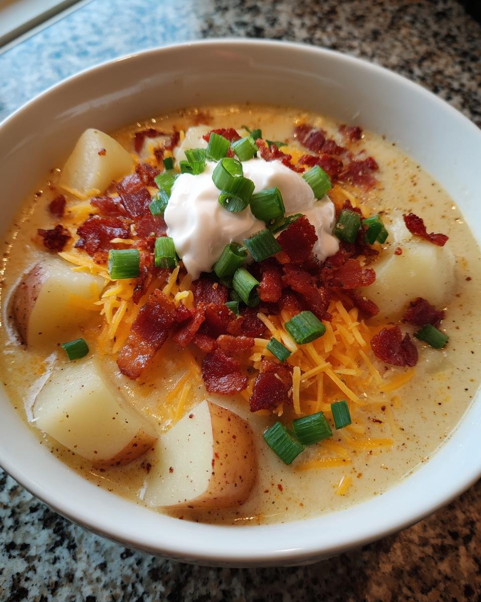 loaded baked potato soup - detail 1