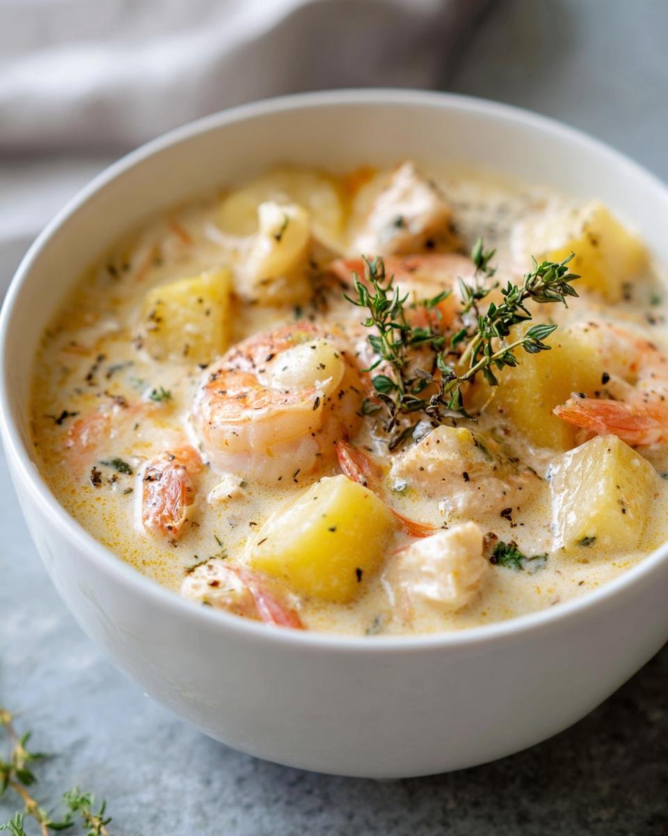 seafood chowder - detail 1