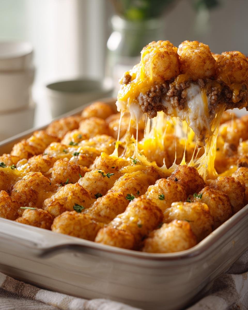 tater tot casserole with ground beef - detail 1