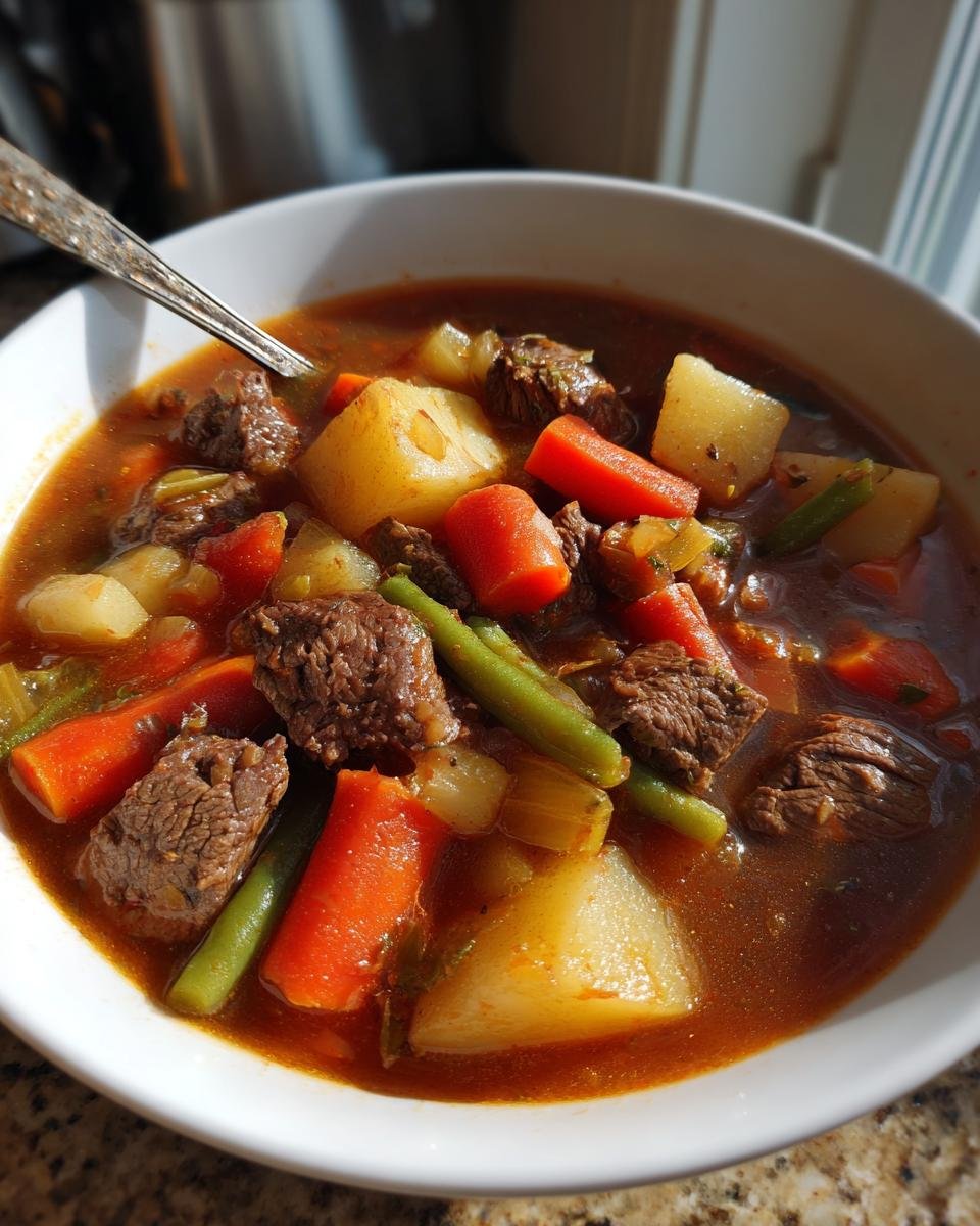 vegetable beef soup - detail 1